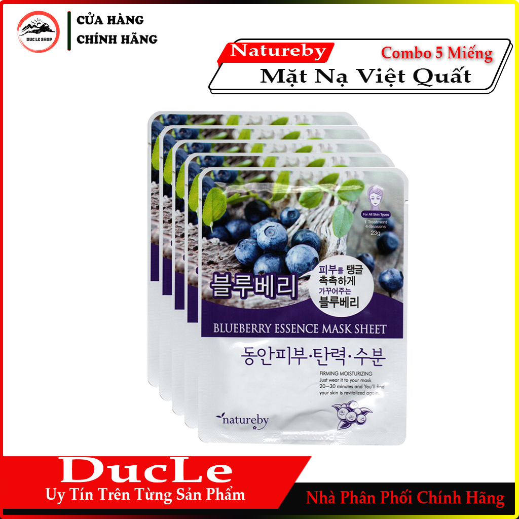 [HCM]Combo 5 Miếng Mặt Nạ Việt Quất Natureby HÀN QUỐC (23ml/miếng )