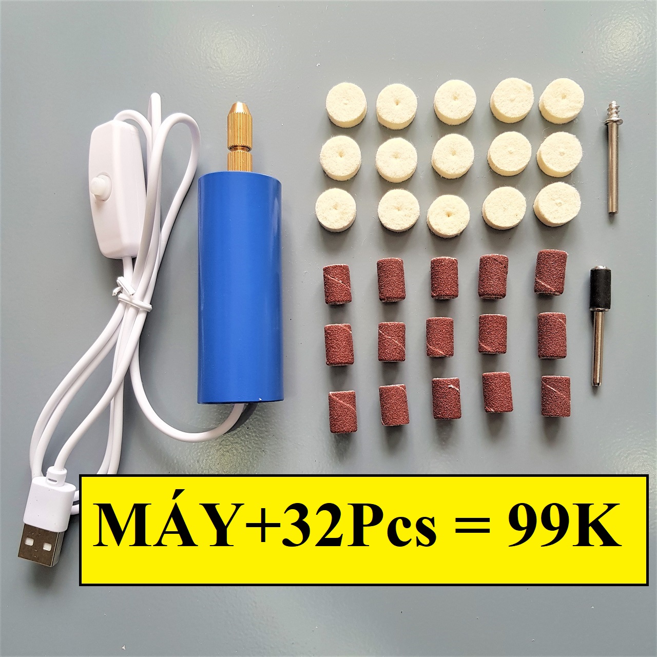 Máy mài mini dùng nguồn usb 5v kèm 31 chi tiết