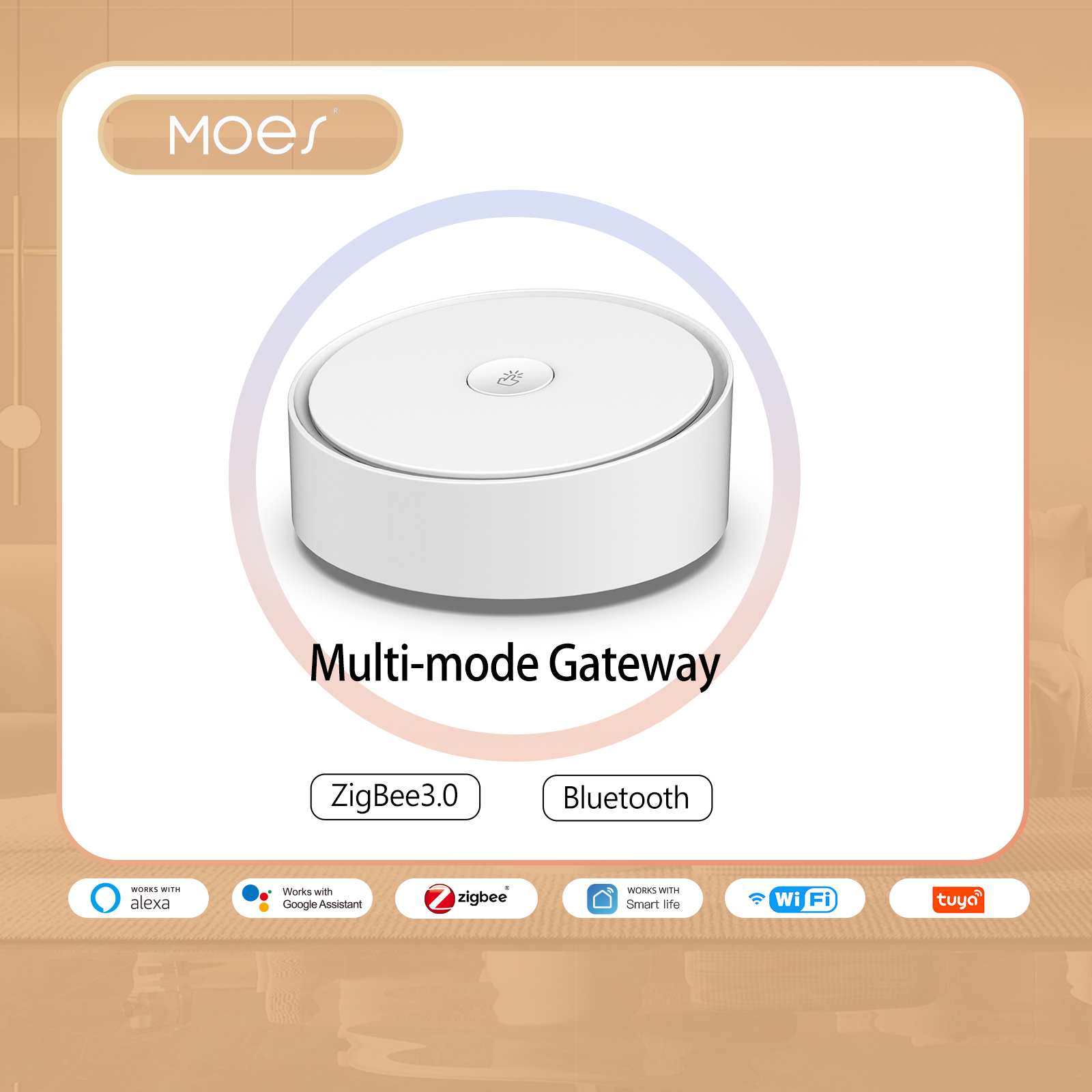 MOES Smart Cổng đa chế độ ZigBee 3.0 WiFi Bluetooth Mesh Hub Hoạt động với Tuya Smart App Điều khiển bằng giọng nói qua Alexa Google Home