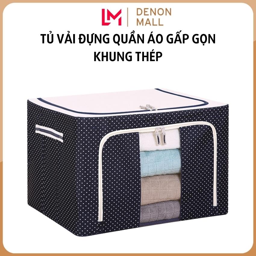 Tủ vải đựng quần áo chăn màn khung thép, hộp vải đựng đồ đa năng, thùng đựng quần áo đồ lót đồ chơi kích thước lớn 66L, tủ cất quần áo chăn màn gấp gọn khung thép chắc chắn, hộp đựng đồ chơi cất gọn tiện dụng nhi