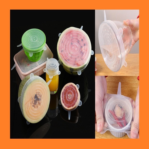 Bộ 6 nắp silicon bảo quản thức ăn - set 6 màng bọc thực phẩm cao cấp