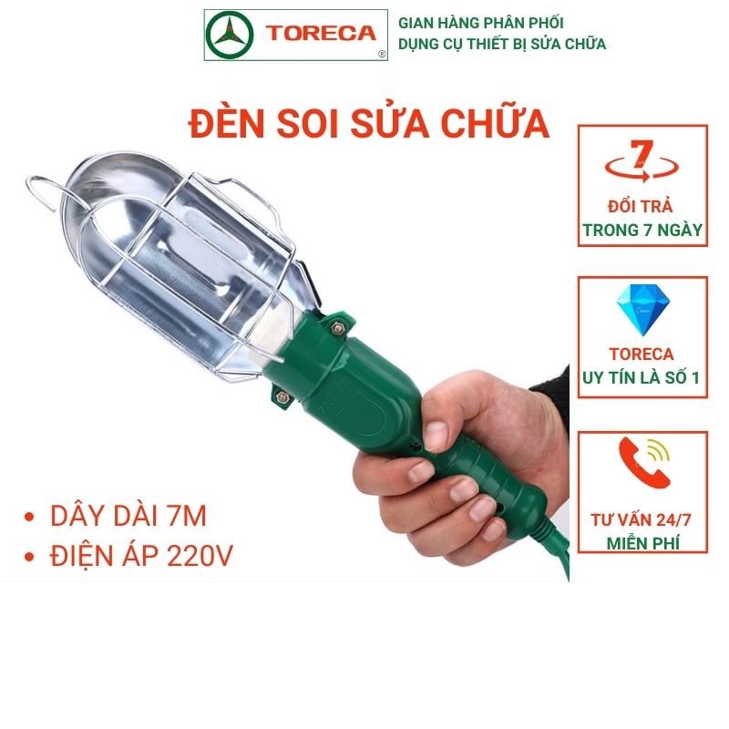 Đèn soi sáng sửa chữa trong gara dùng điện 220v có chụp rọi.