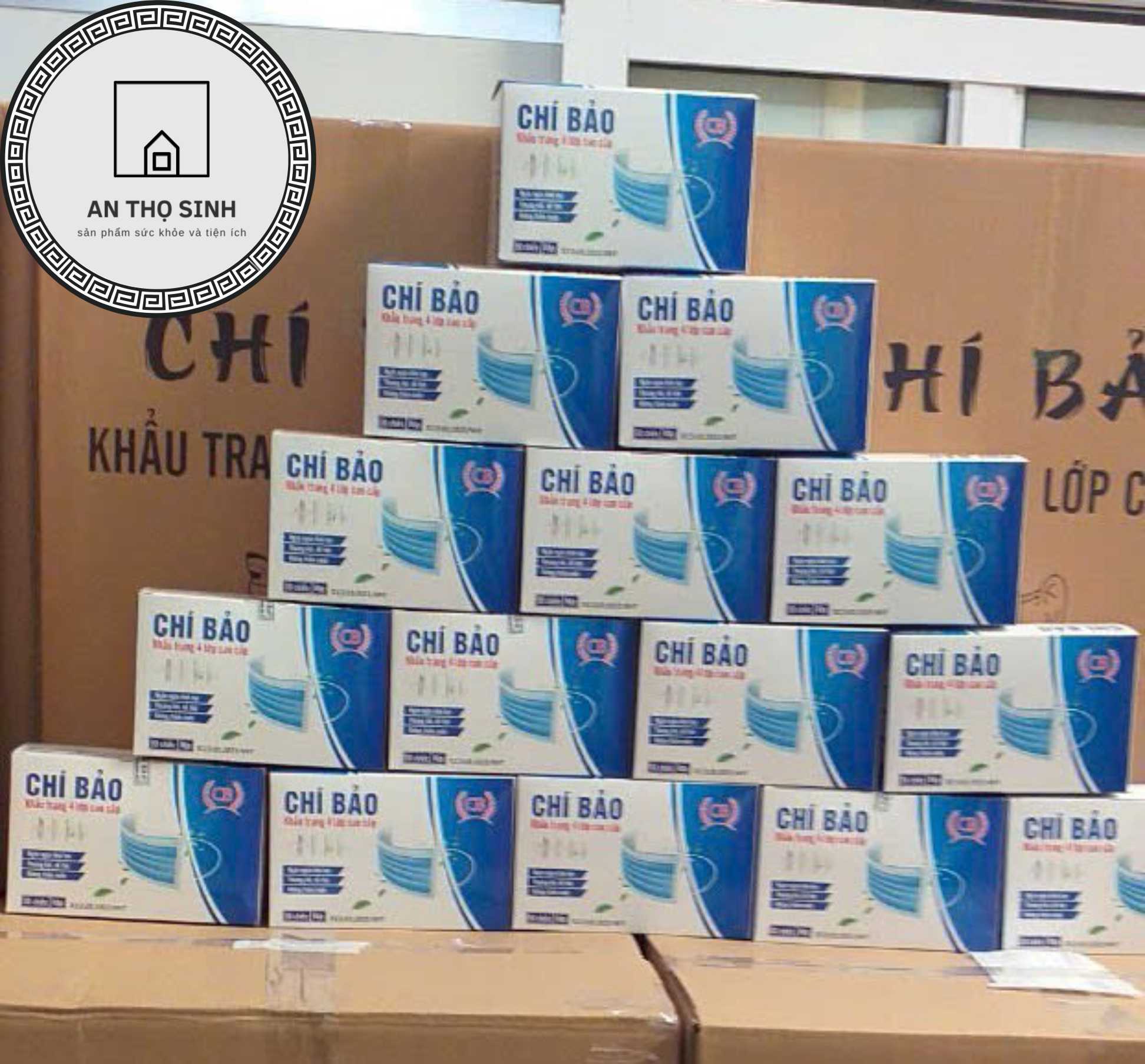 [Một hộp 50 cái] Khẩu trang y tế Chí Bảo hàng dầy, 4 lớp, gia công đẹp, có giấy kiểm định