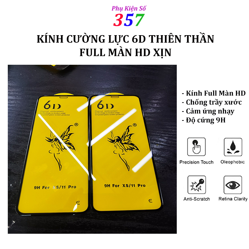 Cường lực 6D full màn cho iphone đủ mã tặng kèm bộ lau