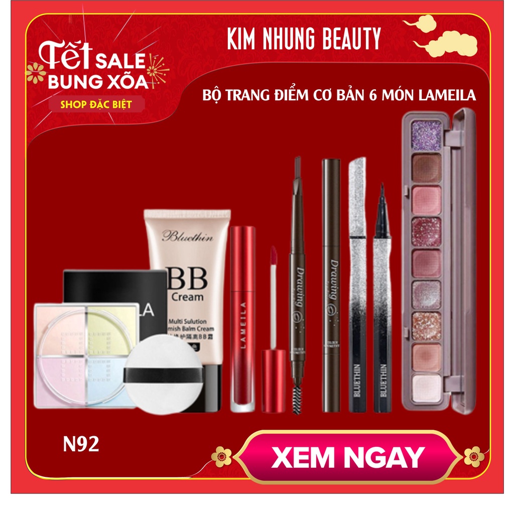 Có sẵn - Bộ trang điểm 6 món cơ bản lameila cho người mới học trang điểm
