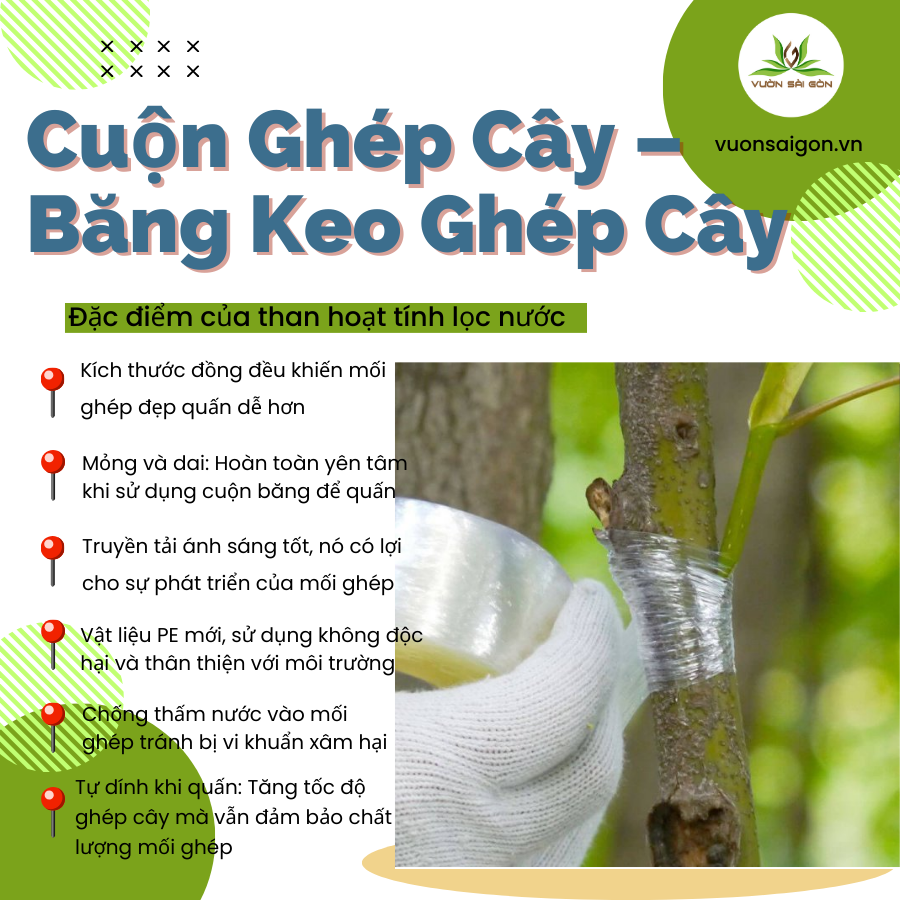 Cuộn băng keo ghép cây -  giữ chặt mối ghép, trong suốt dễ quan sát chỗ nối (Vườn Sài Gòn - Vuon Sai Gon)