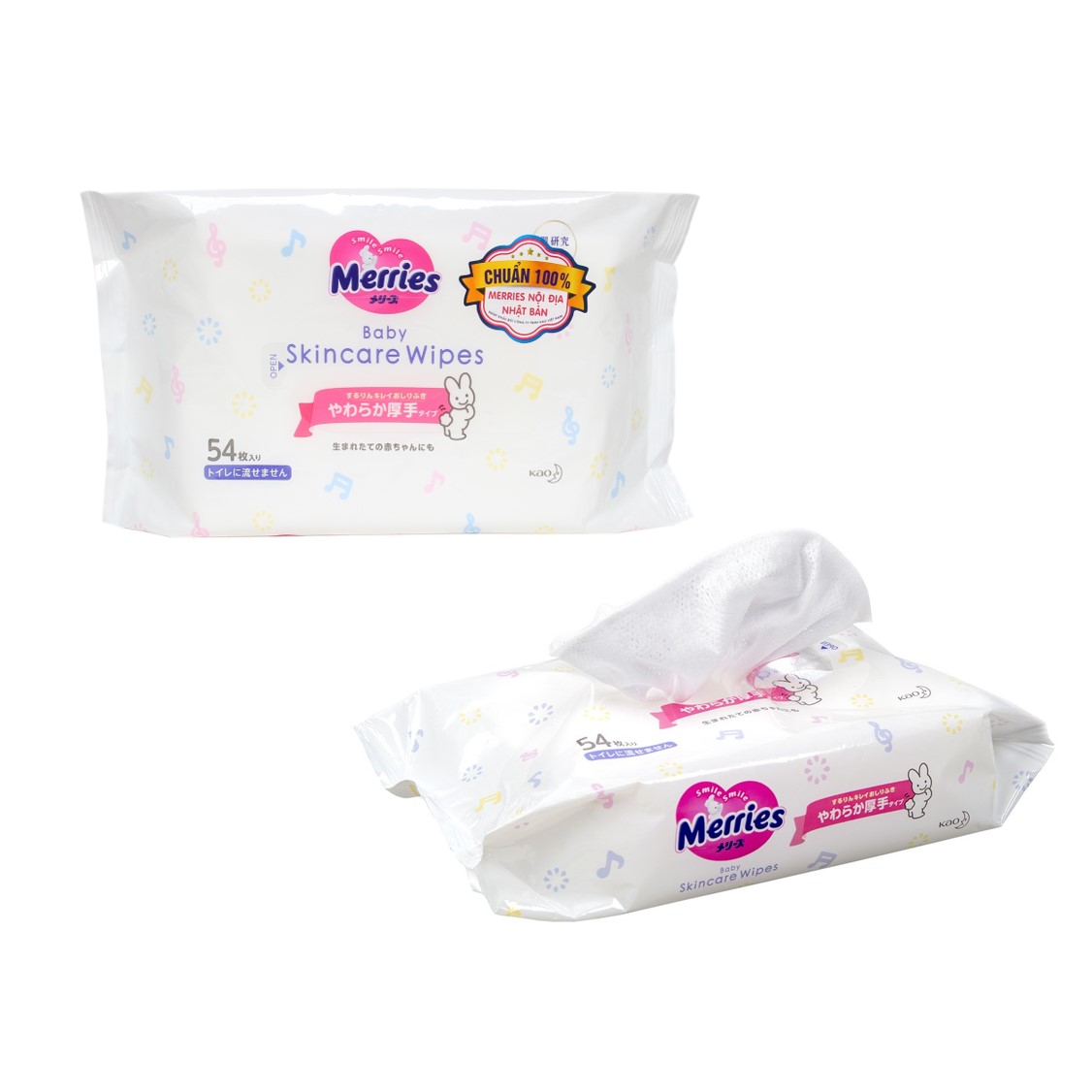 Combo 02 bịch khăn giấy ướt merries baby skincare wipes