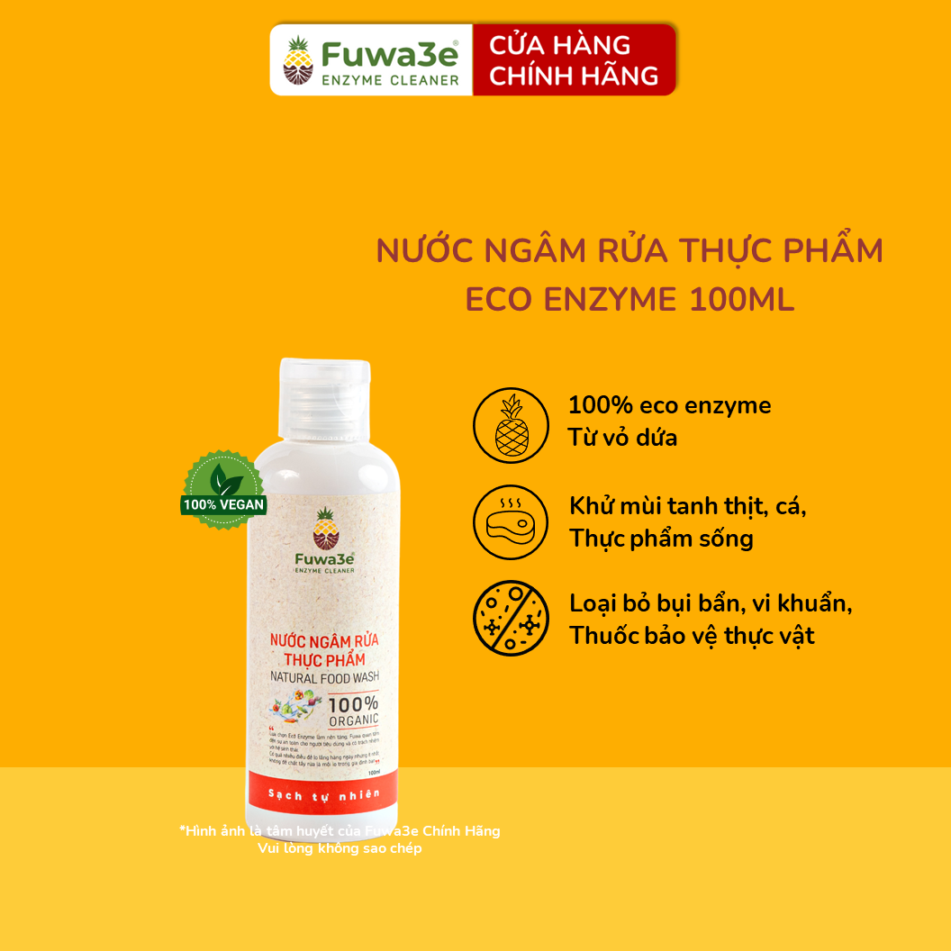 Nước ngâm rửa rau củ quả enzyme sinh học từ vỏ dứa Fuwa3e 100ml