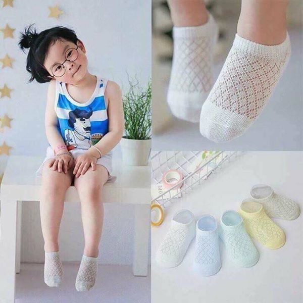 Set 5 đôi vớ tất lưới chống mồ hôi trộm cho em bé trai gái từ 1 - 36 tháng tuổi