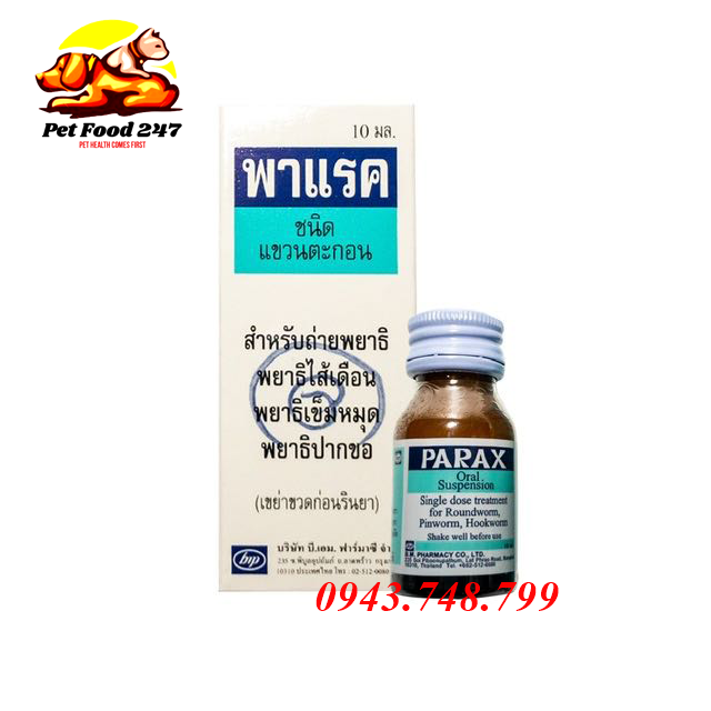 Parax Tẩy Giun Dạng Nước Cho Chó Mèo 10ML Thái Lan