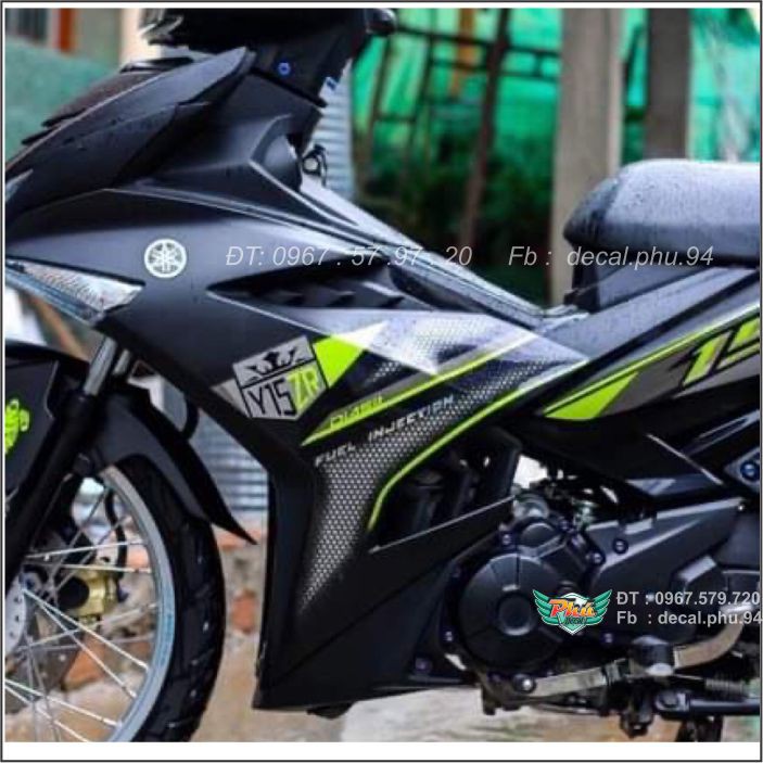 Tem rời Exciter 150 rời Y15ZR Đen nhám , phối xanh (X)