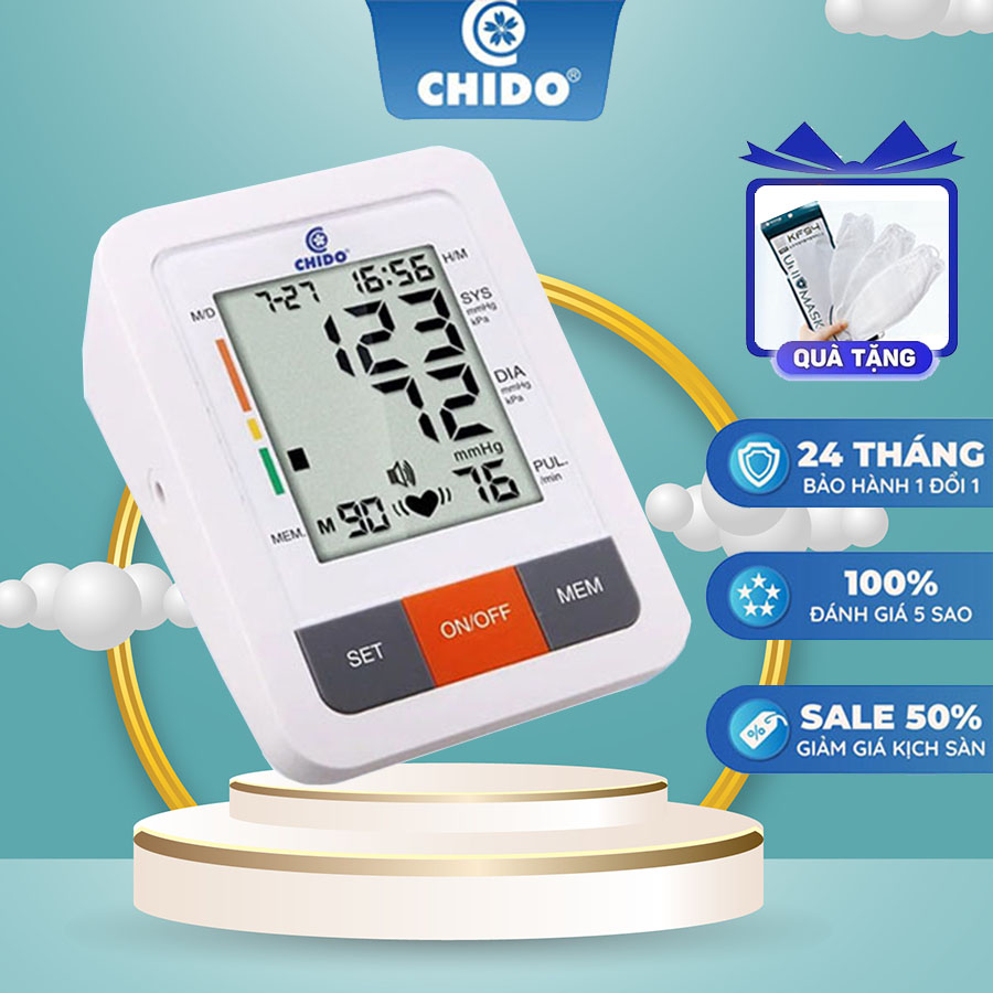 Máy Đo Huyết Áp Điện tử Bắp Tay Chido CHÍNH HÃNG Đo Nhịp Tim Công Nghệ Nhật Bản Phiên bản 2022