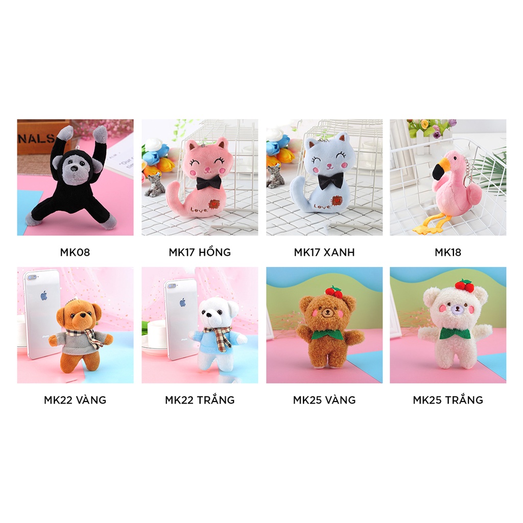 Móc khóa gấu bông stickers cute dễ thương treo balo MK