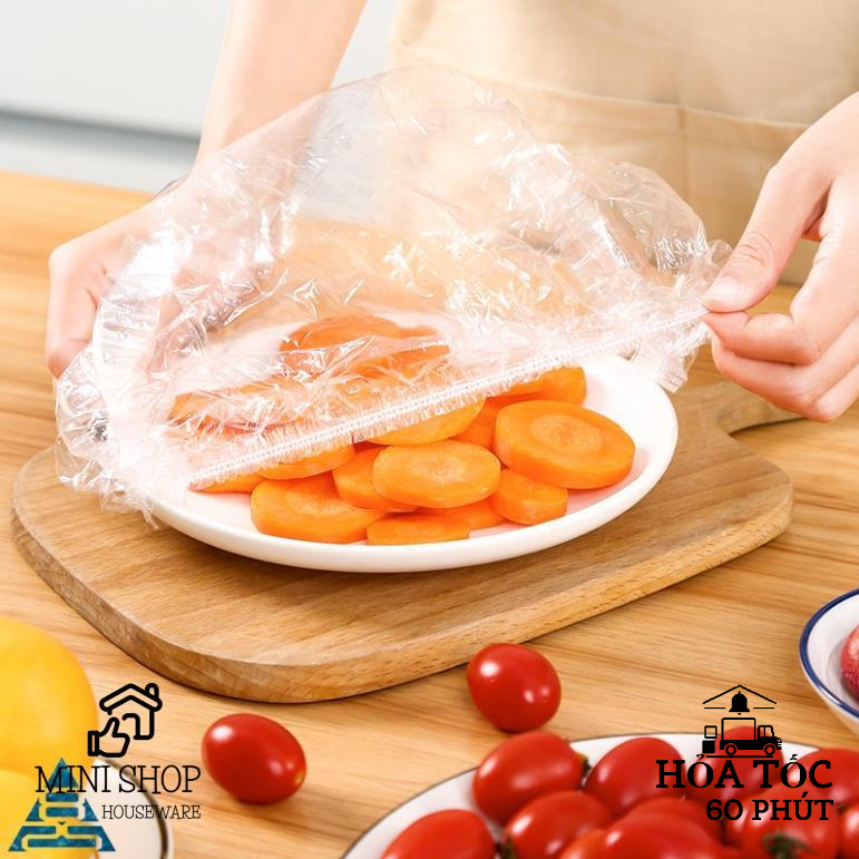 Set 100 màng bọc thực phẩm túi đựng hình gấu