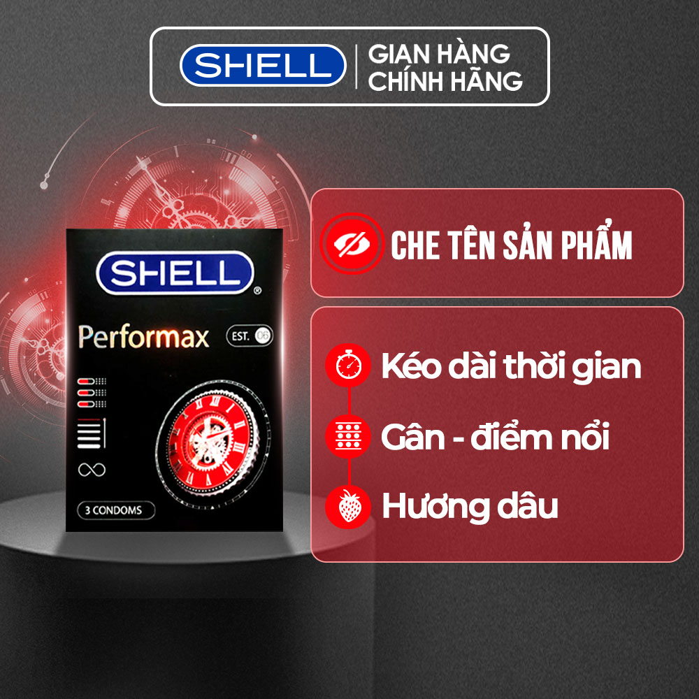 Bao cao su shell performax 6 in 1 kéo dài thời gian - hộp 3 cái | shell chính hãng