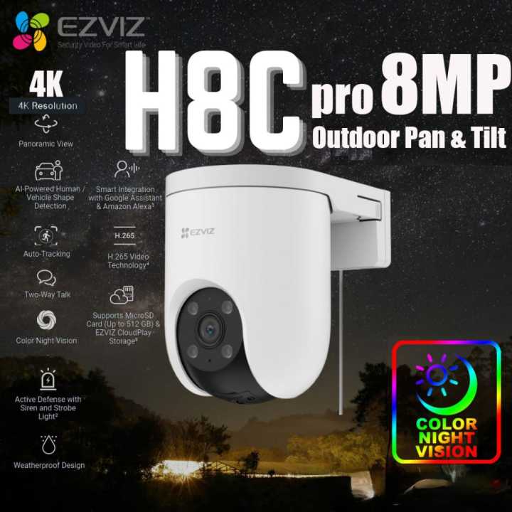 (Tặng Hộp Box Kỹ Thuật) Camera Wifi Ngoài Trời EZVIZ H8C PRO 4K 8MP Pan & Tilt  - Quay Quét 360 Độ, Đàm Thoại 2 Chiều, AI Nhận Diện Người & Xe
