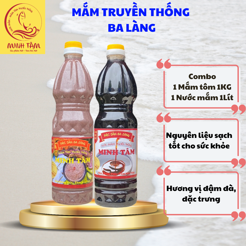 Combo 2 chai Mắm tôm và Nước Mắm Ba Làng, Thanh Hóa - thương hiệu Minh Tâm - Hương vị đậm đà đặc trưng