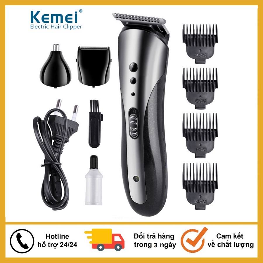 Tông đơ cắt tóc người lớn trẻ em Tông đơ cắt tóc đa năng Cắt tóc, cạo râu, cắt lông mũi 3 trong 1 Kemei KM-1407