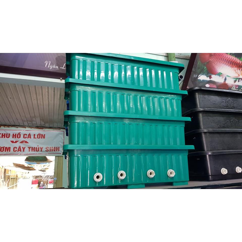 Bộ Lọc Baki hồ Koi 4 tầng kích thước dài 60cm rộng 22cm cao 80cm màu xanh