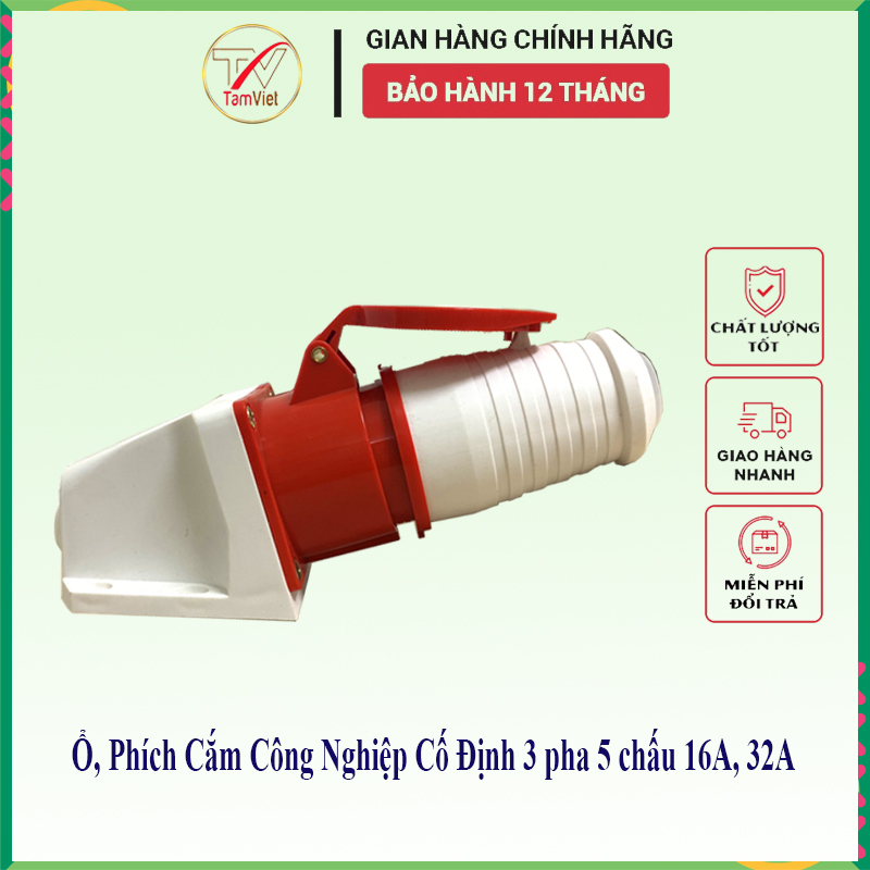 Combo ổ phích cắm công nghiệp cố định 16a 32a điện áp 380v