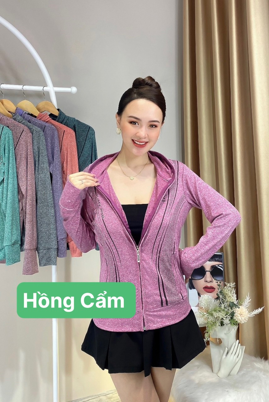 ÁO KHOÁC Chống Nắng NỮ Thun Lạnh Mát, CO GIẢN 4 CHIỀU, Mẫu Hồng Cẩm