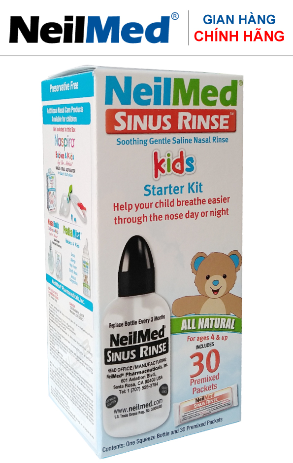 Bộ dụng cụ rửa mũi xoang NeilMed Sinus Rinse Cho Bé- Kids-Sản xuất tại Mỹ