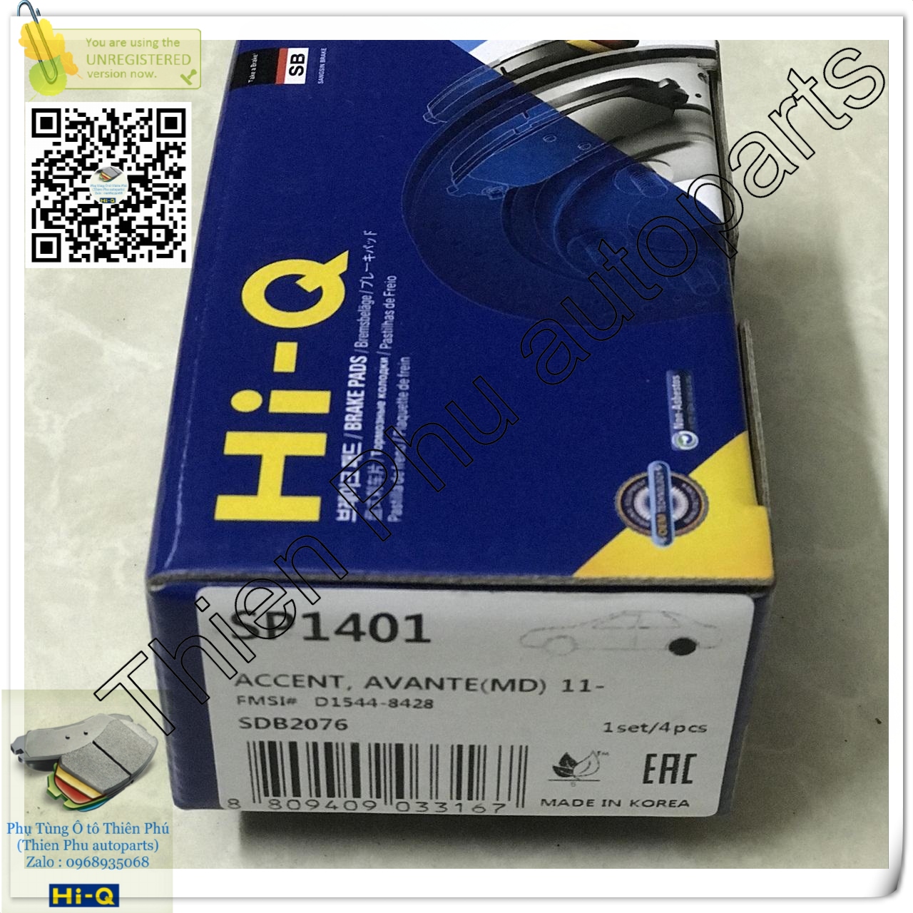 Má phanh chính hãng Hi-Q cho ACCENT SAU ( 11- )+ AVANTE + ELANTRA (11 - )+ KIA K3 (13 - ) + CERATO (13 - )+ RONDO(13 - ) - Bố thắng trước. OEM Brake Pad : 581014CA00 583022KA10 583021RA30 583022VA50 583023XA00 583023XA30 583023ZA00 583023ZA60 58302A4