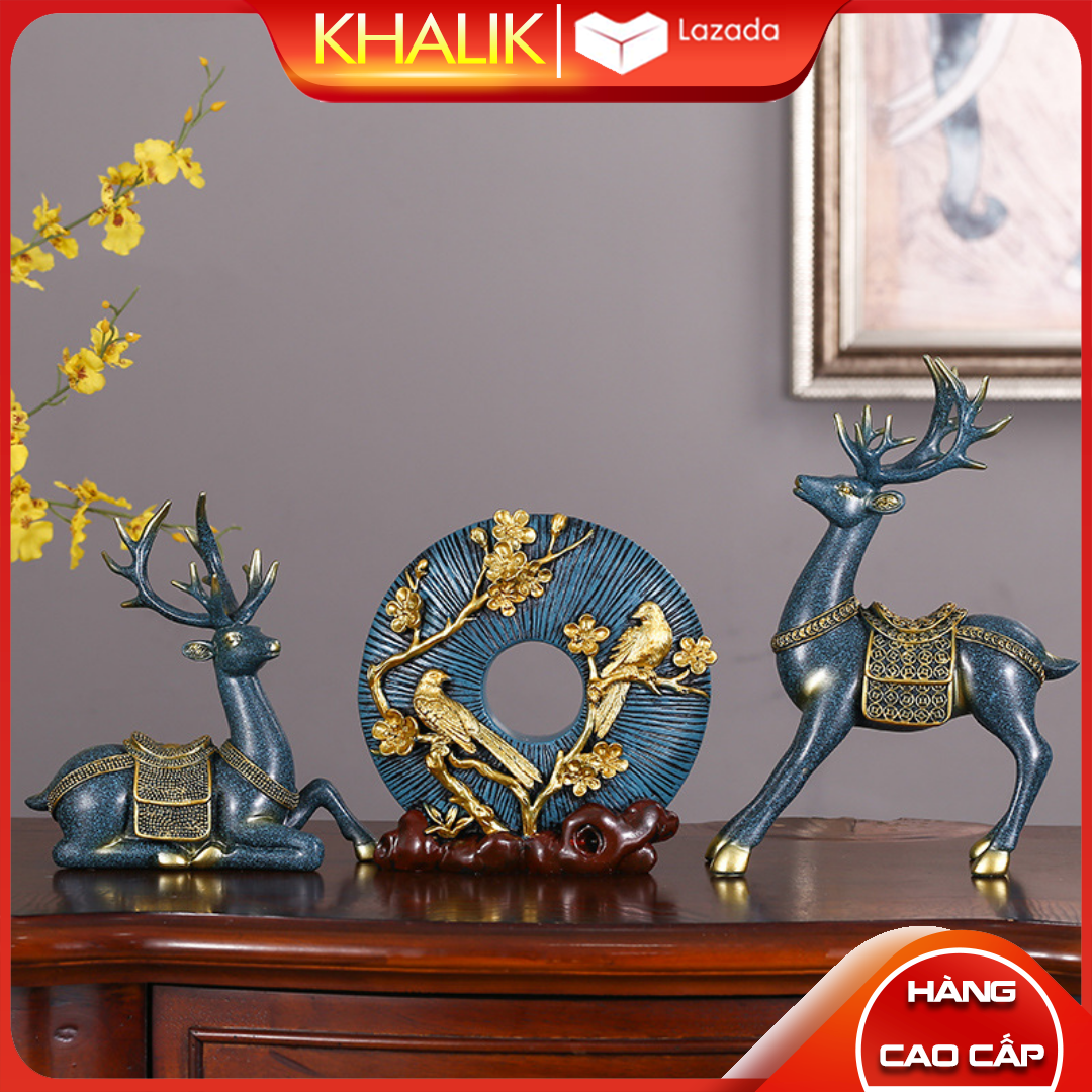 [Hàng cao cấp] Đồ trang trí Decor Hươu nai KHALIK, Trang trí phòng khách sang trọng mang phong cách châu Âu