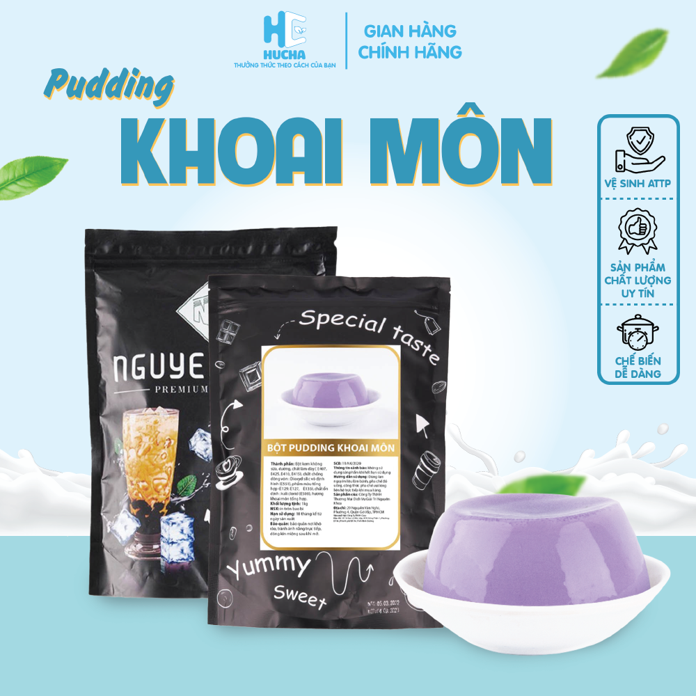 Bột pudding khoai môn hucha bịch 1kg, nguyên liệu hucha