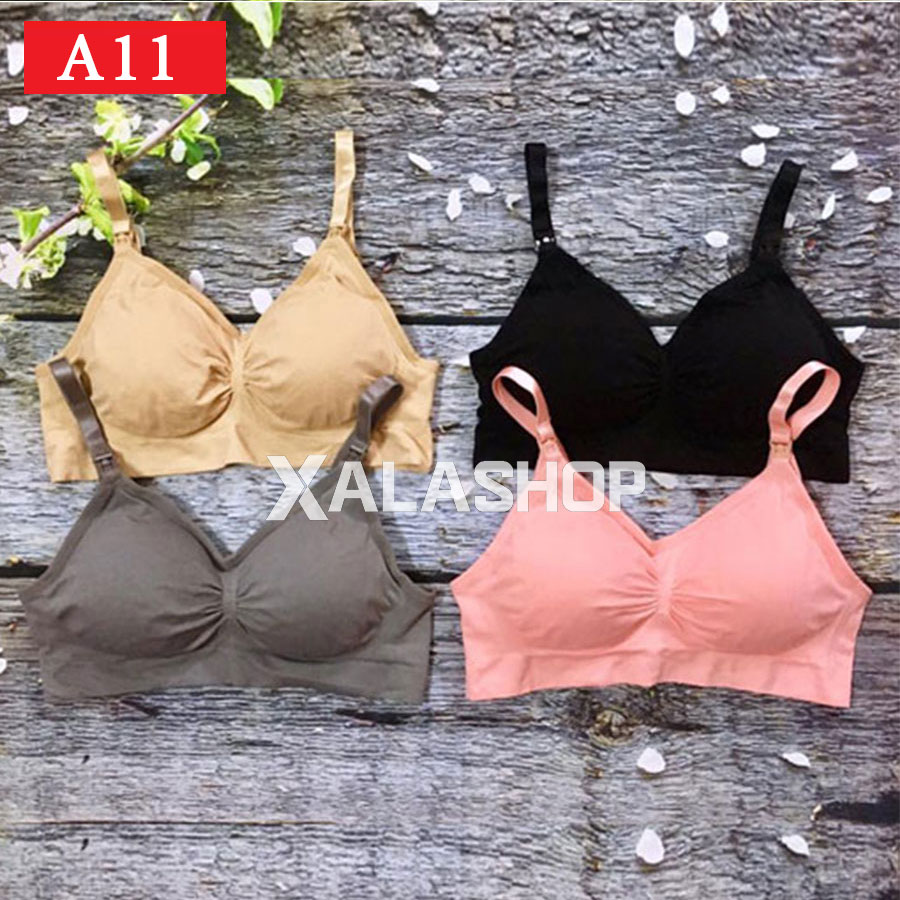 Áo lót ngực bầu cho bé con bú nâng ngực chống chảy xệ sau sinh không gọng đồ lót chip bà bầu A12