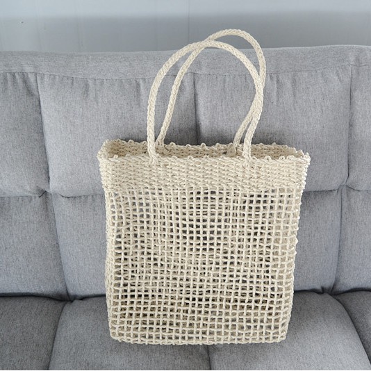 Túi cói đan thưa ô vuông xuất Hàn