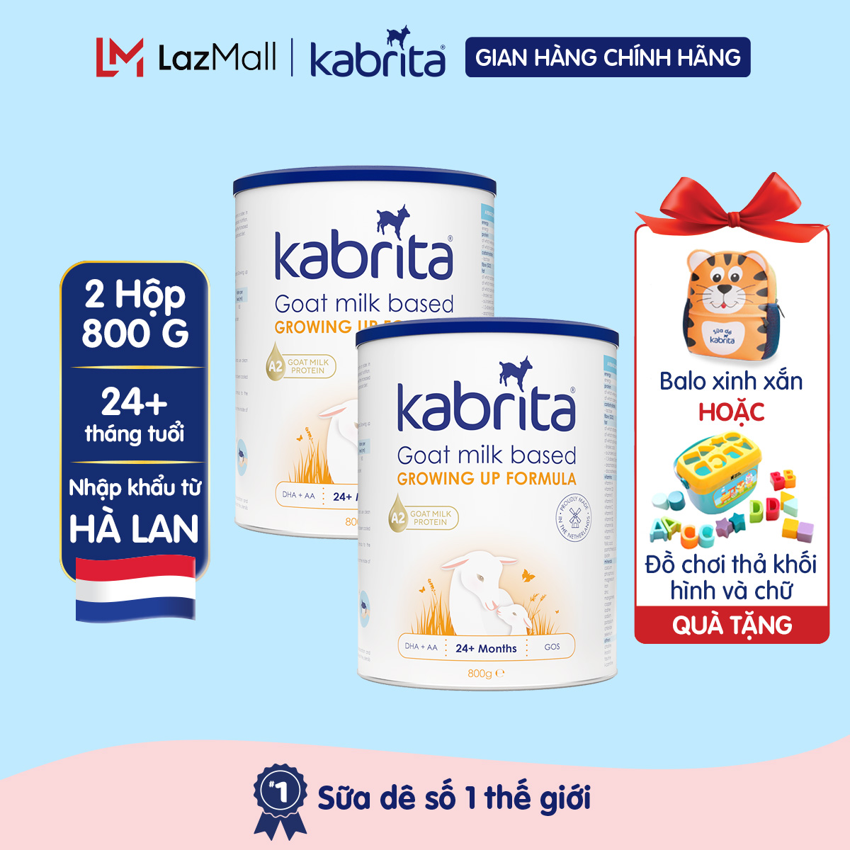 Combo 2 lon sữa dê kabrita số 3 cho trẻ trên 24 tháng - lon 800g