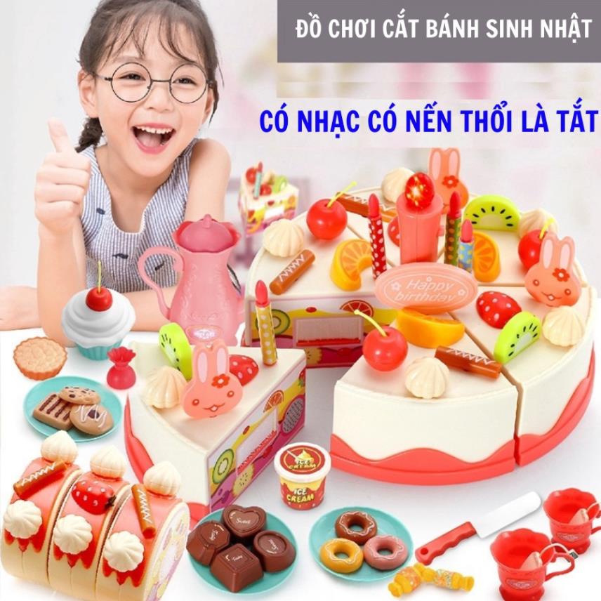Đồ chơi bánh sinh nhật loại lớn 85 chi tiết kèm nhạc và đèn hộp đựng xịn xò