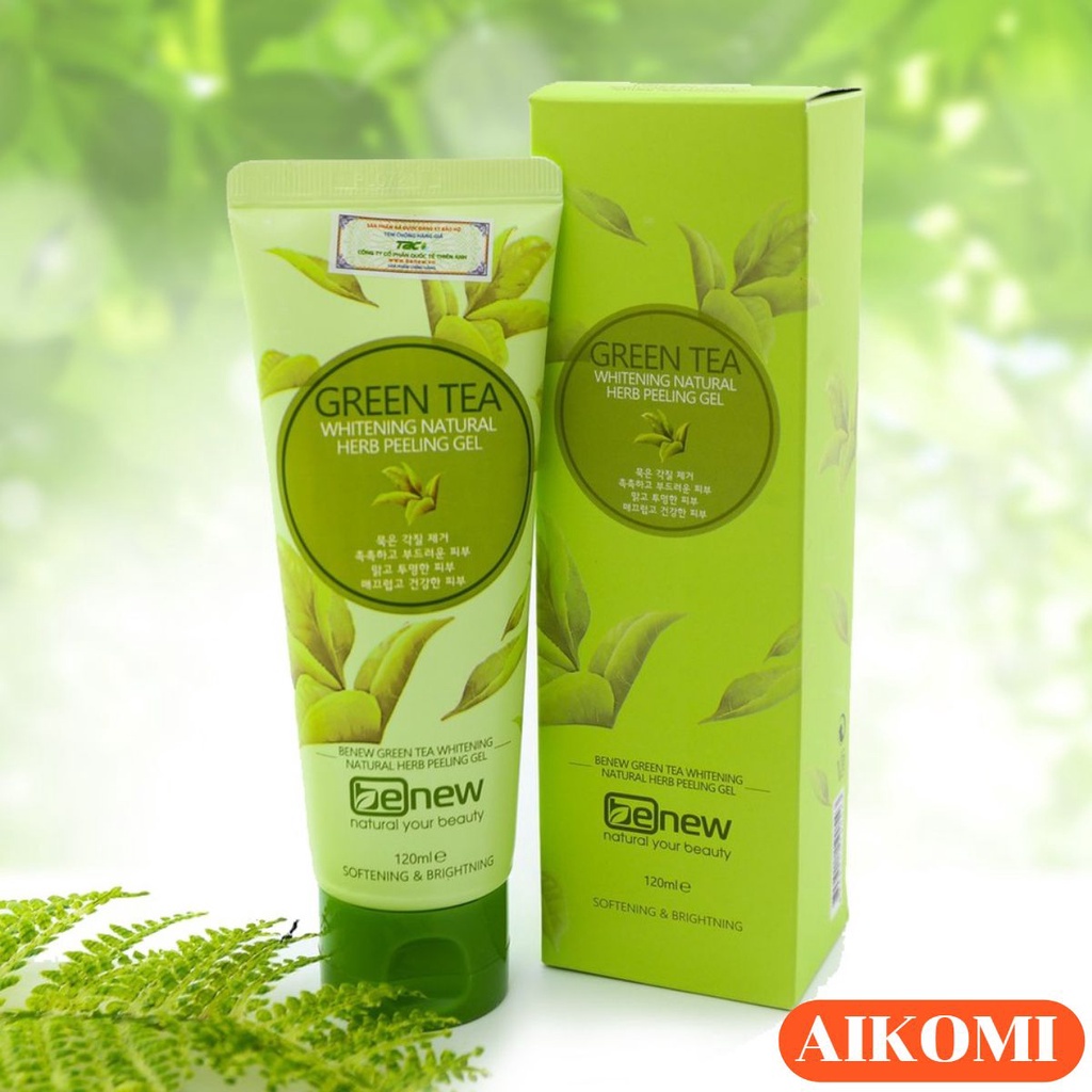 Tẩy Da Chết Mặt, Tẩy Tế Bào Chết Trà Xanh Benew GREEN TEA PEELING GEL 120ml hàng chính hãng