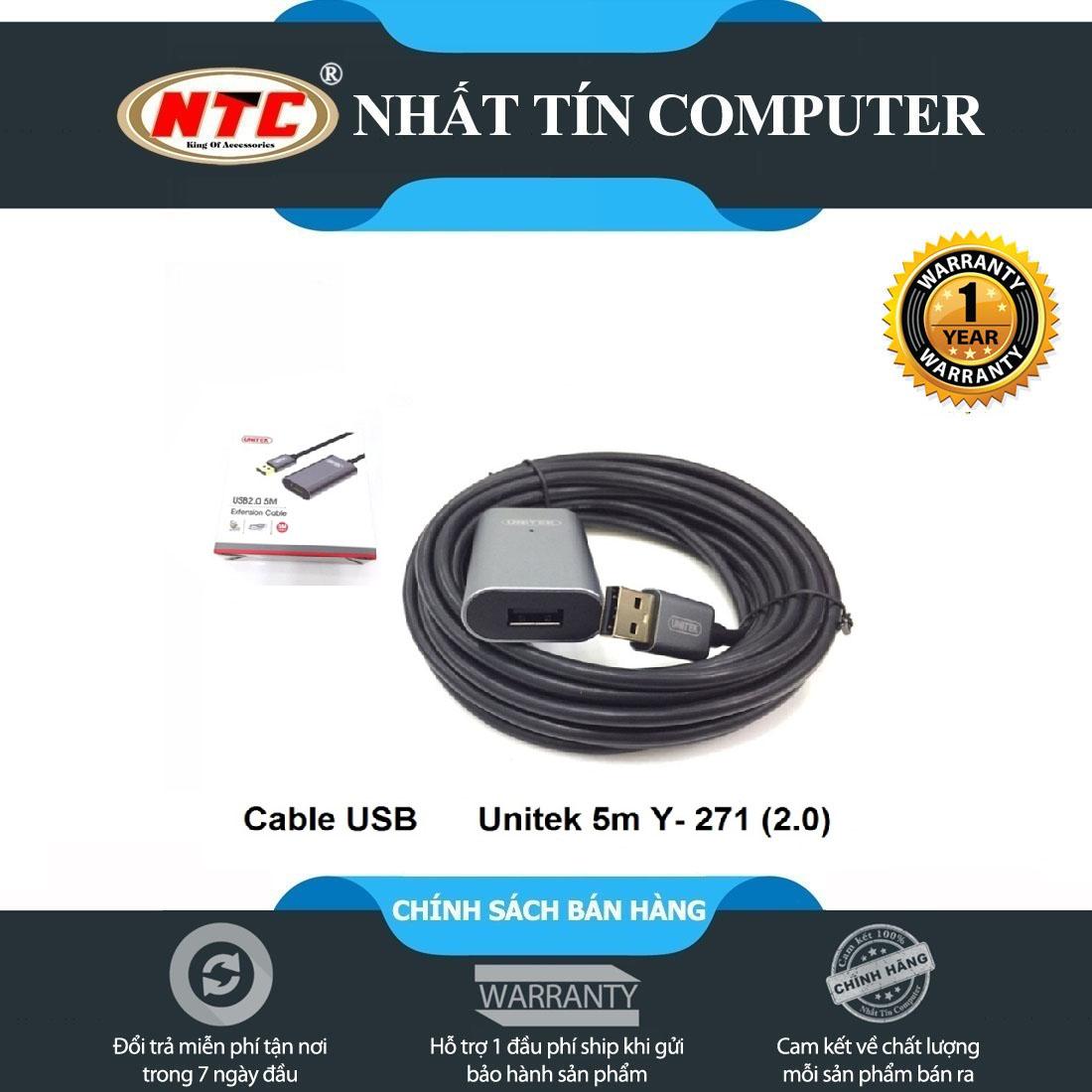 Cáp nối dài usb unitek y-271 5m lõi đồng chuẩn 2.0 tốc độ tối đa 480mbps - nhất tín computer