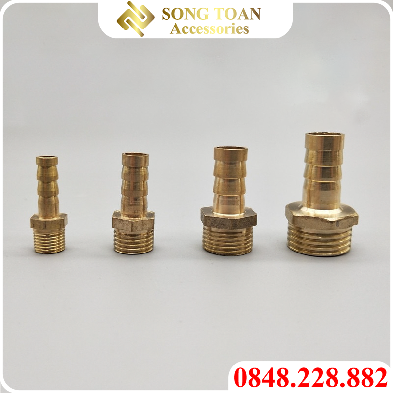 Đầu nối thau đuôi chuột ren ngoài 9.6-27mm nối ống