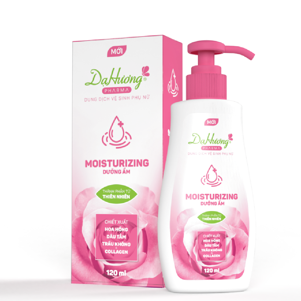 Dung dịch vệ sinh phụ nữ Dạ Hương Pharma Moisturizing 120ml - làm sạch nhẹ nhàng, khử mùi hôi, giúp duy trì sự mềm mại và độ ẩm tự nhiên cho bề mặt da vùng kín sáng sạch, mịn màng - QT Thu Lan TL169