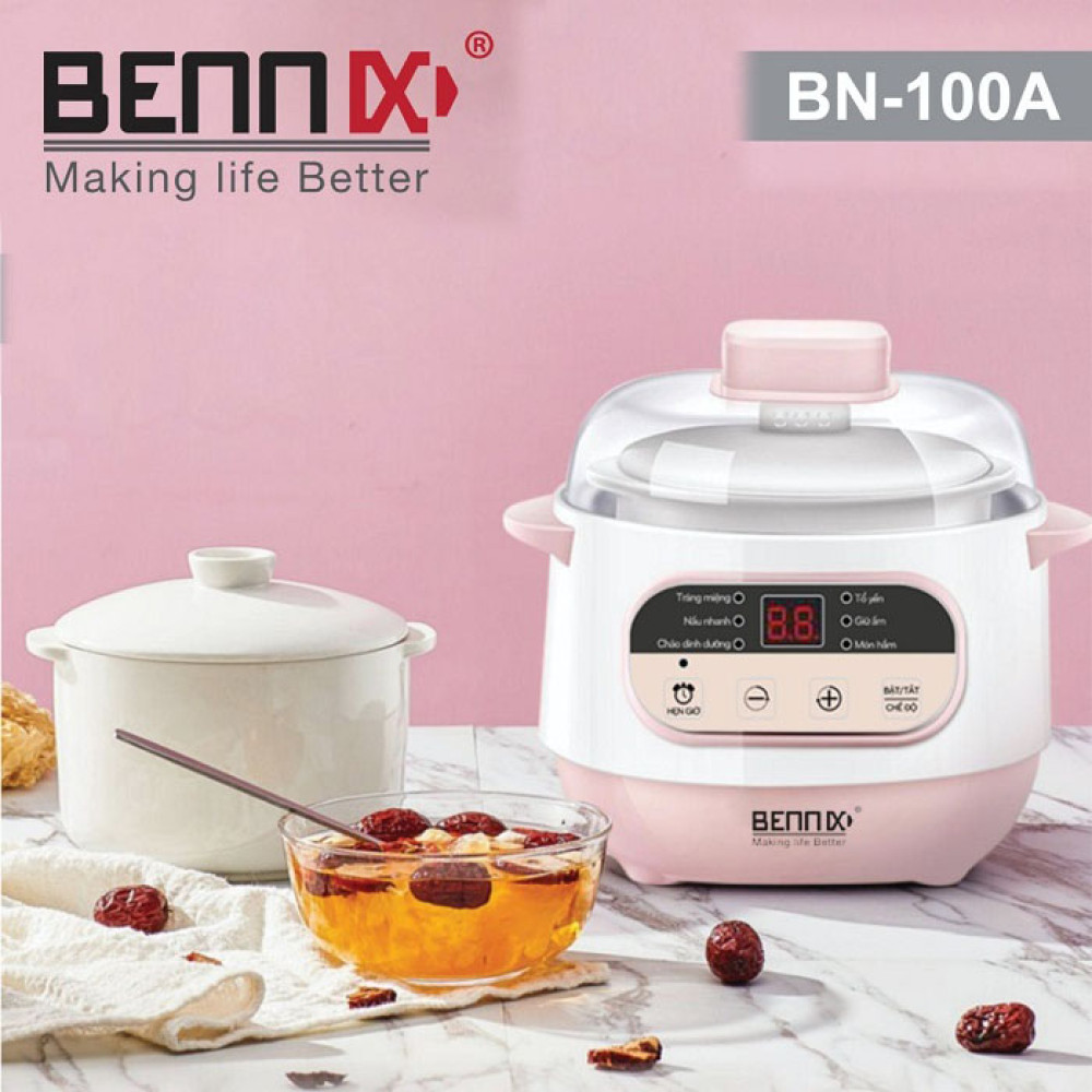 Nồi Nấu cháo chậm BENNIX 200A-SEKA dung tích 2 lít,1lít đa năng Nồi Ninh, Hầm, Hấp Cách Thủy 4 in 1,hàng cao cấp Nồi Nấu Cháo Cho Bé Ăn Dặm,với chức năng hẹn giờ ,tay cầm chắc trẵn tiếp kiệm điện năng , BẢO HÀNH 12 THÁNG