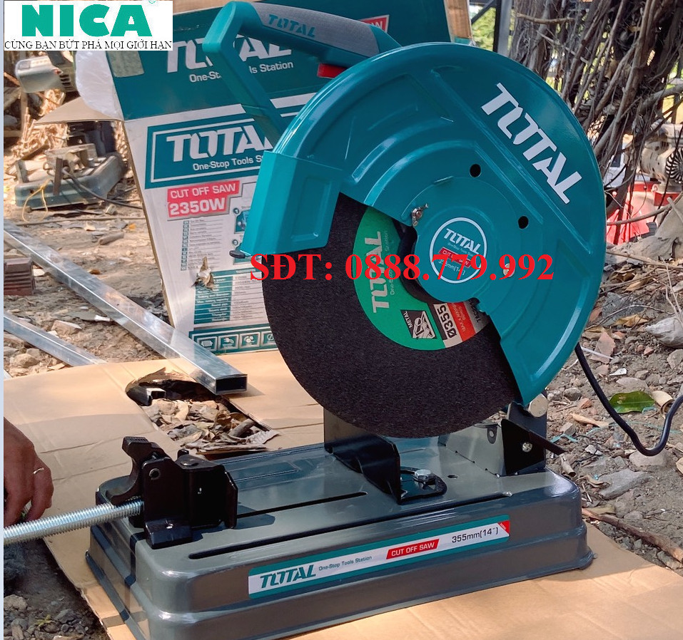 Máy cắt sắt, kim loại total ts92035526 1800w, kích thước lưỡi 355x25.4x3mm, kèm lưỡi cắt 355, cắt đa dạng thanh kim loại