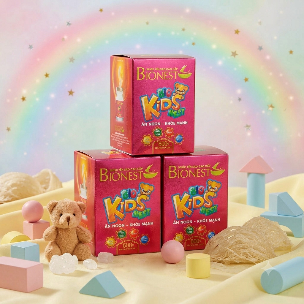 [HCMCombo 3 lọ Yến Bionest kid thượng hạng 600 mg yến khô nguyên chất dành cho trẻ em- 3 lọ