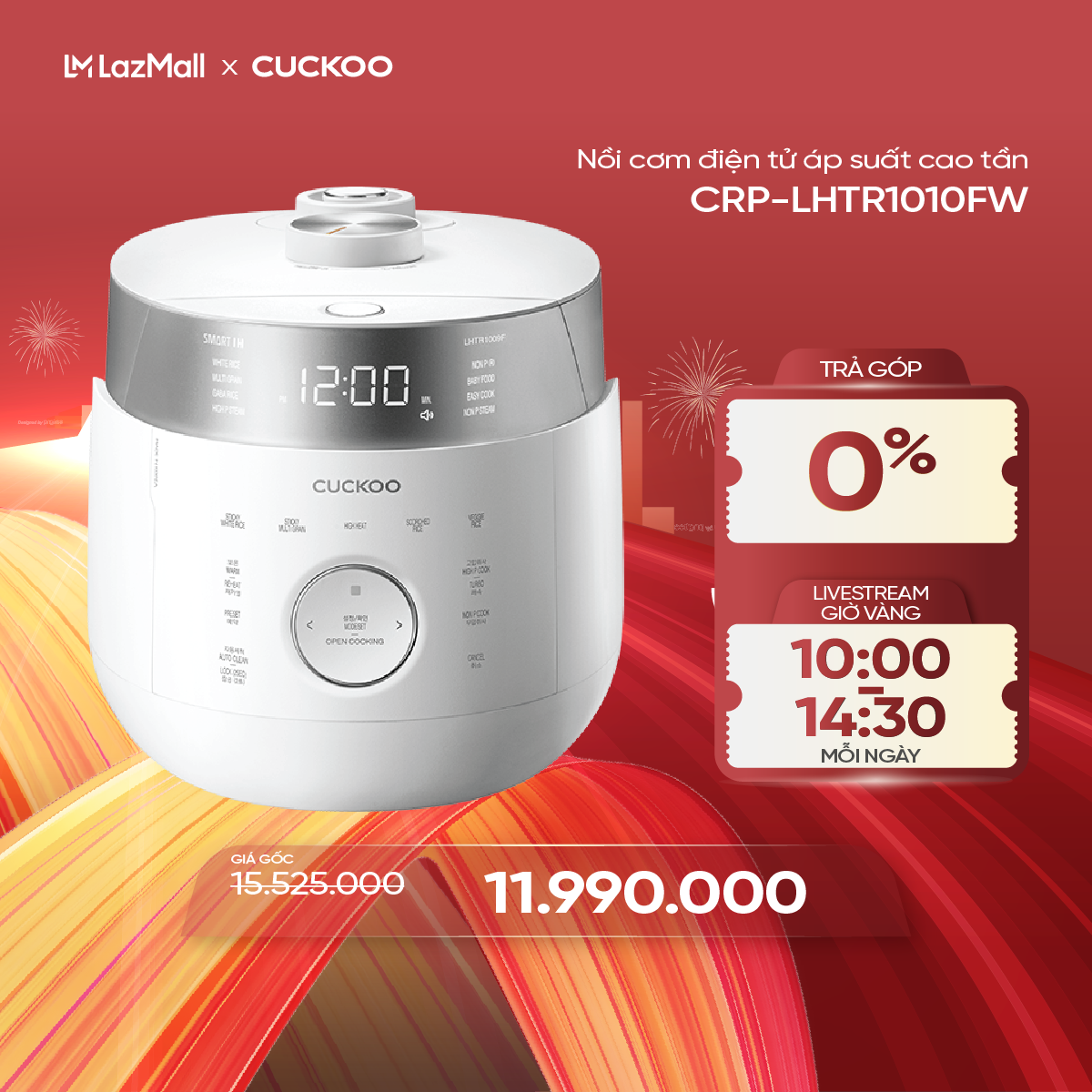 Nồi cơm điện tử áp suất cao tần cuckoo 1.8 lít crp-lhtr1010fw/fb - phiên bản nội địa - áp suất kép - nhiều chức năng nấu ăn - sản xuất tại hàn quốc - phiên bản nội địa - hàng chính hãng
