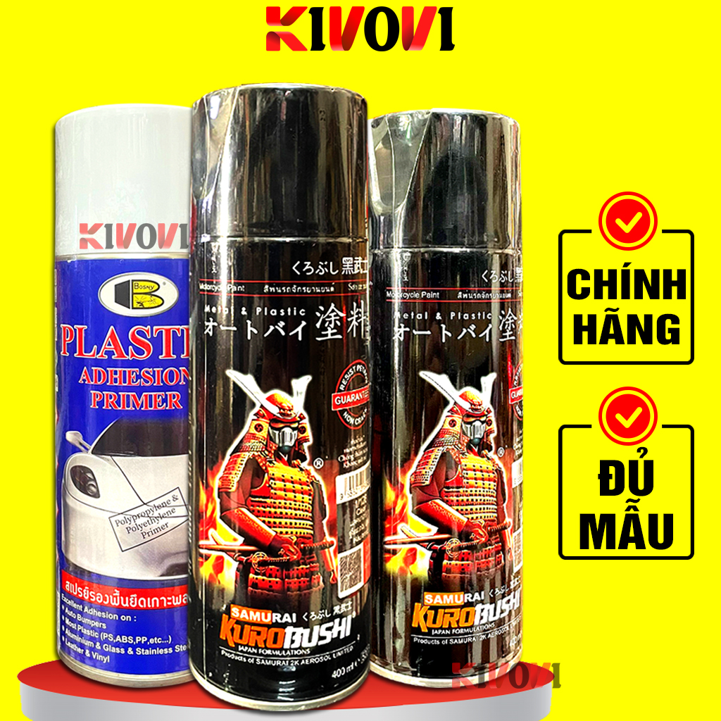 Sơn Samurai Lót Nhựa, Lót Nền 2k - Chai Sơn Lót Cho Xe Máy Oto - Sơn Xịt Phun Tạo Nền Xám Chống Rạn Nứt Kivovi