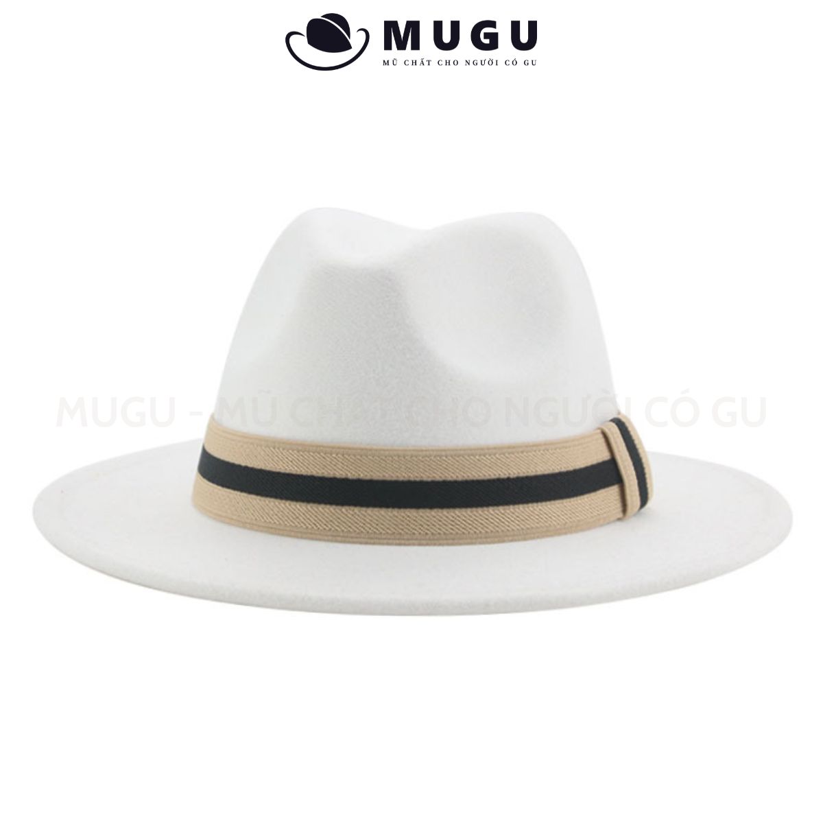 Mũ Phớt Nam Nữ FN18 Fedora Rộng Vành Mugout - Nón Phớt Vintage Chụp Ảnh, Đi Biển Viền Xọc | Mũ Chất