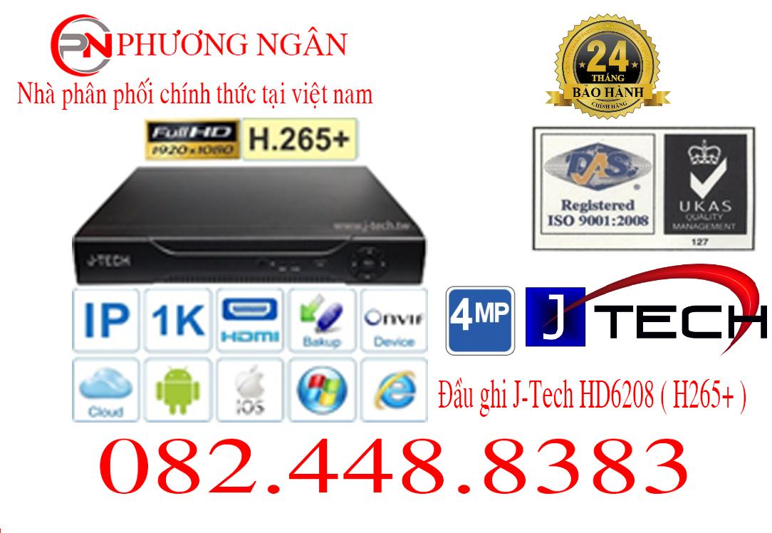 Đầu ghi j-tech hd6208 8 kênh camera ip 4mp - 4 kênh camera ip 5mp + ổ cứng 500g