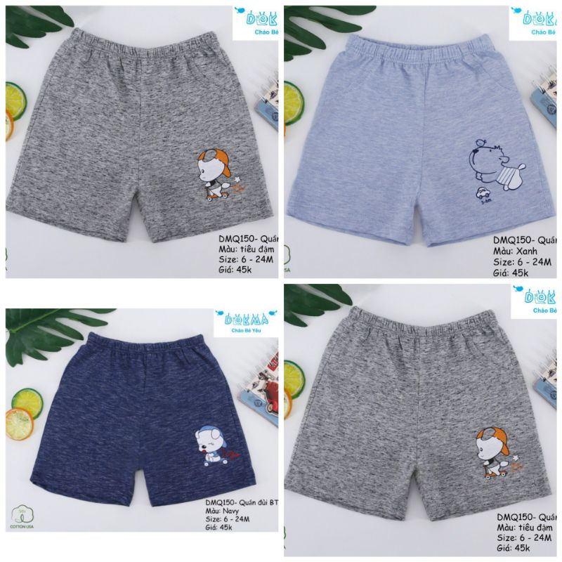 QUẦN ĐÙI BÉ TRAI DOKMA CHẤT COTTON CAO CẤP SIZE 6-24M, [SP0298]
