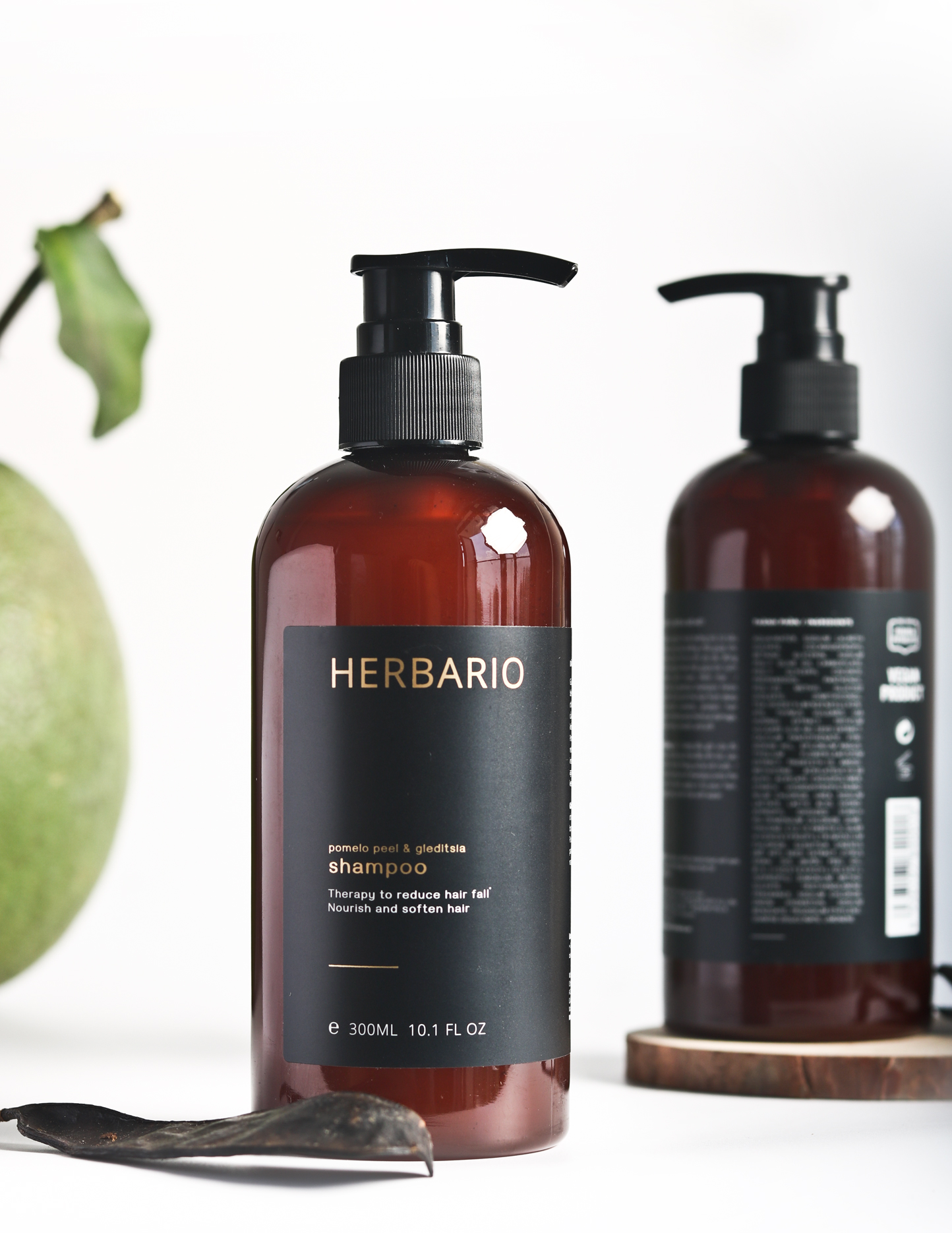 [HCM]Bộ 2 chai Dầu gội tr rụng tóc vỏ bưởi và bồ kết HERBARIO phục hồi hư tổn 270ml X 2 chai