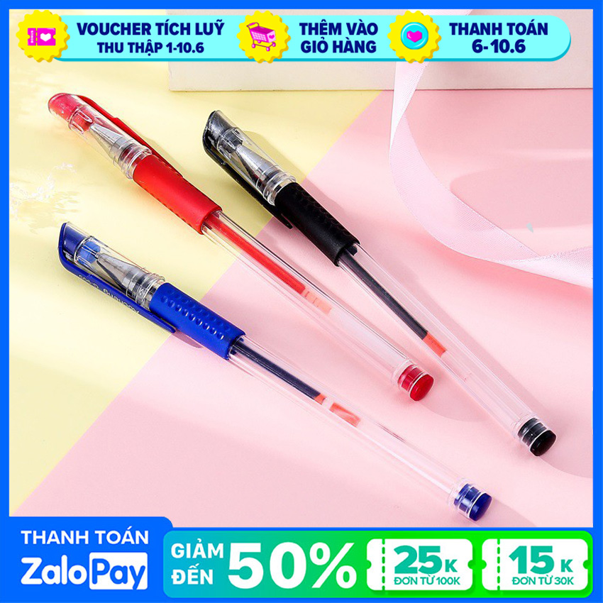 Bút Nước Gel 0.5 Màu Mực Đen Xanh Đỏ, bút bi mực nước nét đẹp nhiều màu sắc, dụng cụ viết lách, văn phòng phâm, bút bi, bút bi mực xanh, bút bi mực đỏ