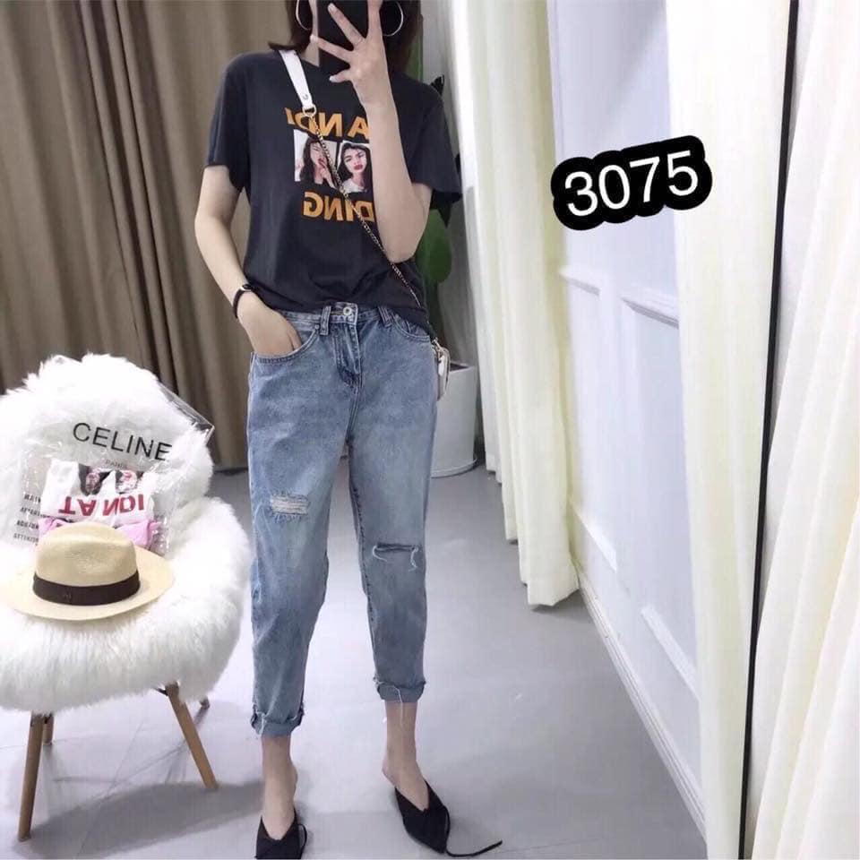 Quần jean nữ rách gối, minh quang 2017
