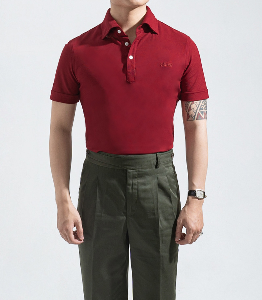 Áo Polo Đỏ Burgundy Cổ Widespread KILEE