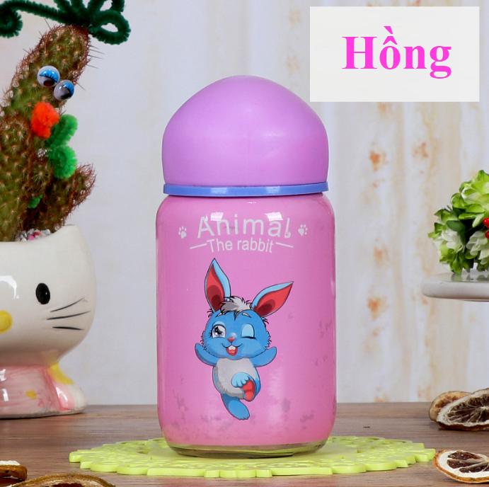 Bình nước thủy tinh tai thỏ siêu đáng yêu 400ML